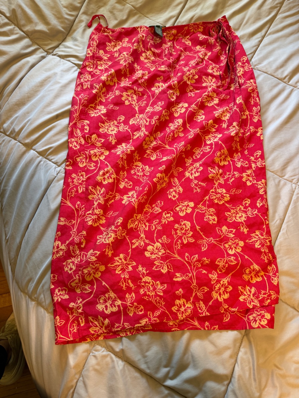 Ralph Lauren Red and Yellow Floral Silk Skirt